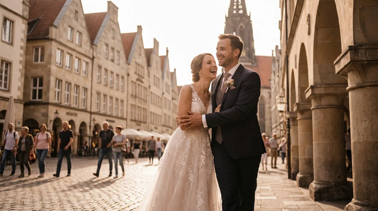 Brautpaar in Münster am Prinzipalmarkt